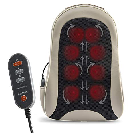 Belmint Shiatsu Back Massager Portable Kneading Massager with Heat, Cordless Massage Chair Cushion for Car, Home, and Office with Remote Control