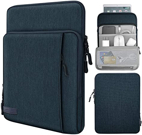 MoKo 9-11 Inch Tablet Sleeve Bag Carrying Case with Storage Pockets Fits iPad Pro 11, iPad 8th 7th Generation 10.2, iPad Air 4 10.9, Air 3 10.5, iPad 9.7, Galaxy Tab A 10.1, S6 Lite, S7 - Indigo