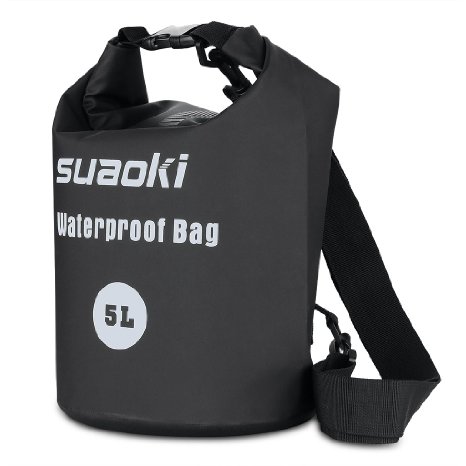 Suaoki Waterproof Dry Gear Bag 5L/10L/20L ( Shoulder Strap Compression, Double Stitched Sealed Seams, 500D Tarpaulin Heavy-Duty PVC) for Kayaking Beach Rafting Boating Hiking Camping Outdoor