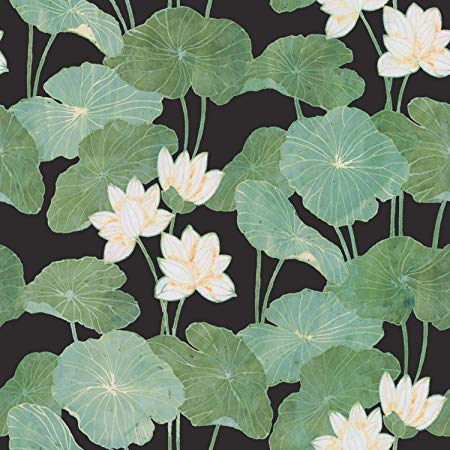 RoomMates Black Lily Pads Peel and Stick Wallpaper