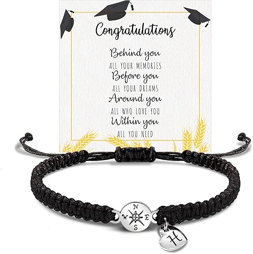 Graduation Gifts for Her 2024, 2024 Graduation Gifts High School College Graduation Gifts for Teen Girls 5th 8th Grade Masters Degree Grads Initial Bracelets for Women Letter A-Z Charm Bracelet Daughter Niece Granddaughter Girlfriend Jewelry