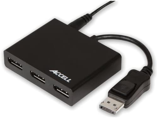 Accell DP-3DP Multi Monitor Splitter - DisplayPort 1.2 Multi-Stream Transport (MST) Hub - 1x DisplayPort connector, 3x DisplayPort outputs