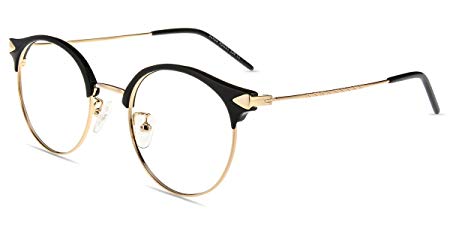 Firmoo Round Vintage Optical Eyewear Non-Prescription Eyeglasses with Blue Light Blocking Lenses(Black)