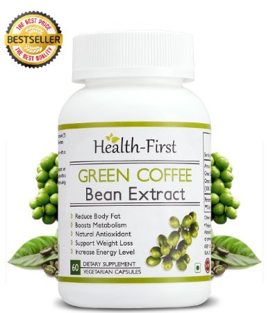 Health first Pure Green coffee bean Max ExtractFat burner 1600mg Daily serving 60 Capsules 50 Chlorogenic Acid - Clinically Proven to Safely Burn Fat Fast - Boost Energy Levels and Fire up Metabolism for Weight Loss - A Powerful Antioxidant