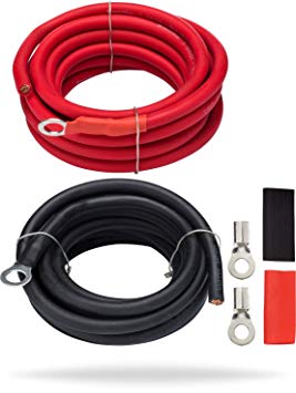 InstallGear 5 AWG Gauge 10ft Battery Power Inverter Cables for Solar, Auto, RV & Marine - 99.9% Oxygen-Free Copper (Set)