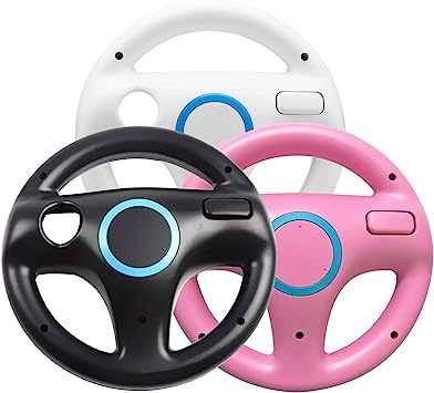 Jadebones 3 x pcs Black White Pink Steering Mario Kart Racing Wheel for Wii and Wii U Remote
