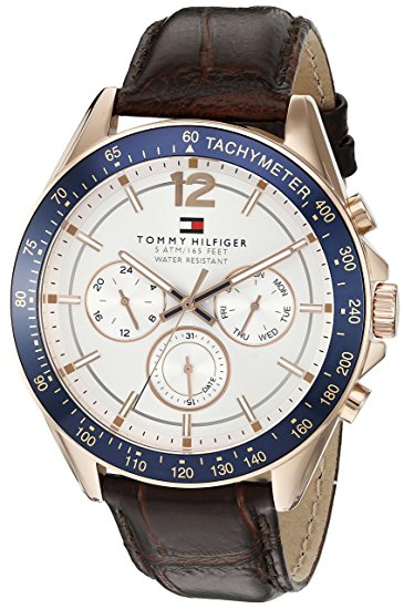 Tommy Hilfiger Men's 1791118 Sophisticated Sport Watch with Brown Leather Band