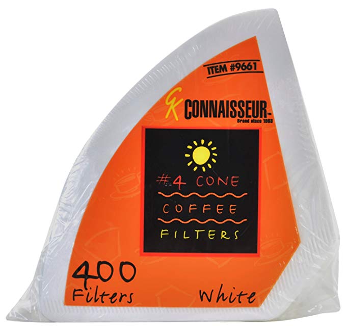 Connaisseur # 4 Cone White Coffee Filters, 400 Count Pack