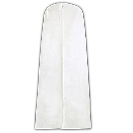 Hangerworld X-large 72" White Breathable Wedding Gown Cover Bag, Massive Gusset, Secret Pocket