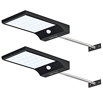 [2 Pack] 36 LED Super Bright Solar Gutter Light with Mounting Pole, Color You Motion Sensor Light Waterproof Outdoor Security Light for Fence Yard Eave, 4 Working Modes Solar Wall Light, Pack of 2