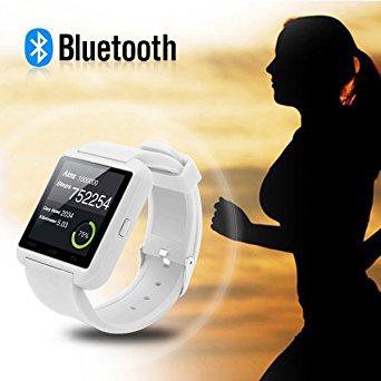 Bluetooth Smart Watch Fit for Samsung Galaxy S4/S5/S6 Edge Note 3/4/5 HTC Nexus Sony LG Huawei Android Smartphones (Black) (White)