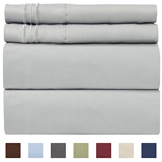 Full Size Sheet Set - 4 Piece Set - Hotel Luxury Bed Sheets - Extra Soft - Deep Pockets - Easy Fit - Breathable & Cooling - Wrinkle Free - Comfy – Light Grey Bed Sheets - Fulls Sheets – 4 PC