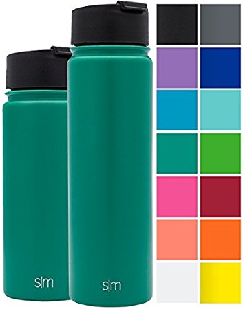 Simple Modern Vacuum Insulated Stainless Steel Water Bottle - Summit Wide Mouth Coffee Tea Thermos - Double Walled Flask - Powder Coated Hydro Canteen