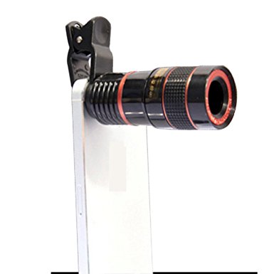 Generic 8x Zoom Mobile Phone Telescope Metal Clip Phone Camera Lens(Red)