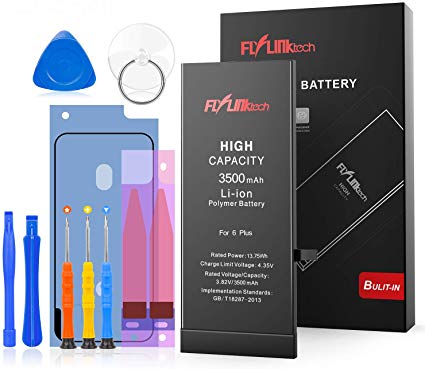 Flylinktech for iPhone 6 Plus Battery Replacement, 3500mAh High Capacity Li-ion Battery with Repair Tool Kit -Included 24 Months Warranty