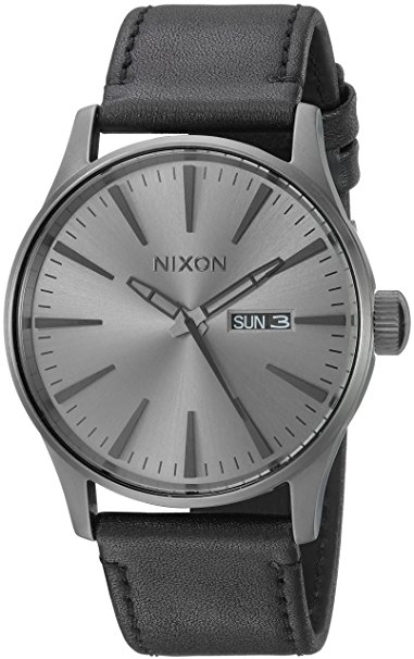 Nixon Men's A105 Sentry 42mm Stainless Steel Leather Quartz Movement Watch