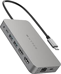 Hyper Drive Dual HDMI 10-in-1 Travel Dock for MacBook