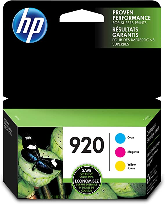 HP 920 Cyan, Magenta & Yellow Original Ink, 3 Cartridges (N9H55FN)