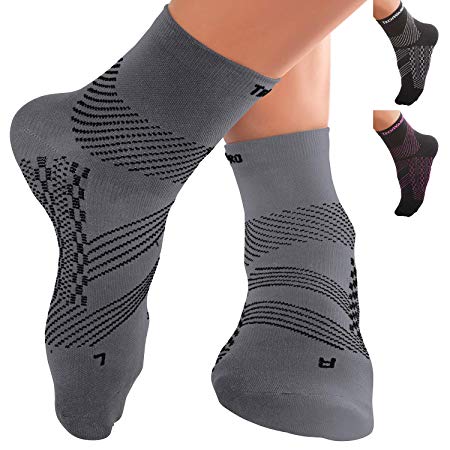 TechWare Pro Ankle Brace Compression Socks - Plantar Fasciitis Pain Relief Sock with Arch Support. Foot Sleeve Relieves Achilles Tendonitis & Heel Pain. Women & Men. Everyday Use & Injury Recovery