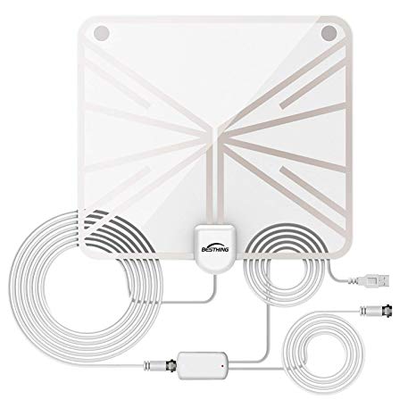 [2019 New] HDTV Antenna Indoor Network Antenna, 60 to 70 Miles Range with Detachable Amplifier Signal Booster and 13.2 Feet Coaxial Cable