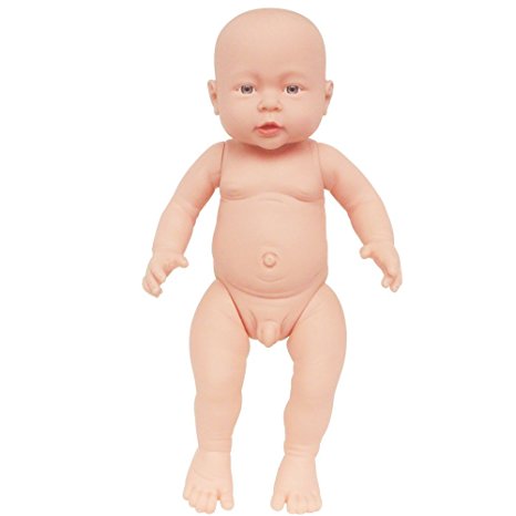 Rifi 16 Inches Nontoxic High Simulation Naked Latex Rotocast Baby Doll Boy (you can help the doll to wear clothes)