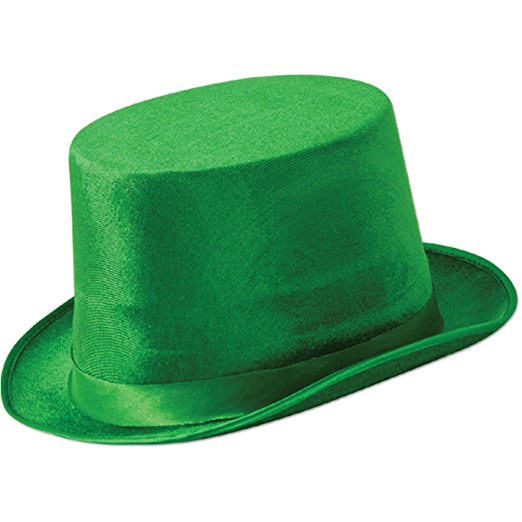 Green Vel-Felt Top Hat Party Accessory (1 count) (1/Pkg)