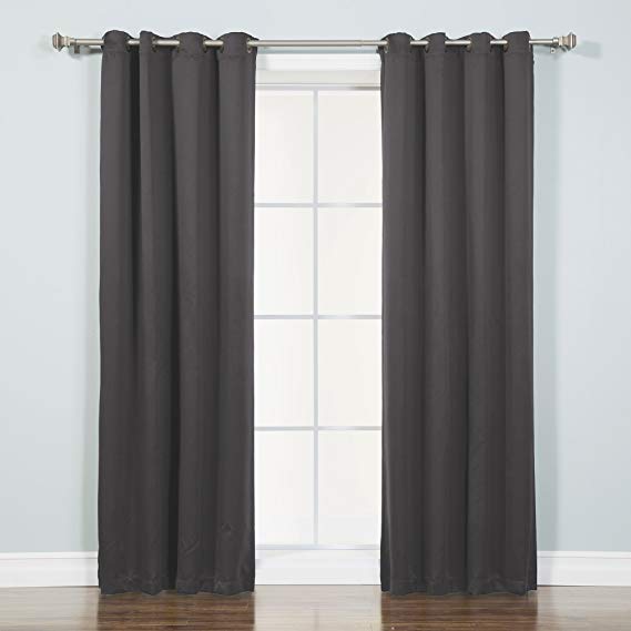 Best Home Fashion Thermal Insulated Blackout Curtains - Antique Bronze Grommet Top - Dark Grey - 52" W x 96" L - (Set of 2 Panels)