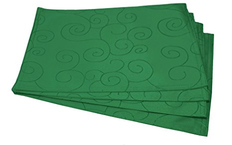 EcoSol Designs Microfiber Damask Table Placemats (12"x18", Green Swirls) 4-Pack