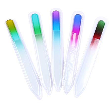 Finger Angel 5Pcs Double Sided Crystal Czech Glass Nail File Mix Colors Nail Buffer