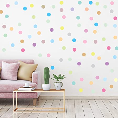 240 Pieces 2 Inch Multi-Color Dots Wall Stickers Vinyl Polka Dots Decals Circle Wall Stickers for Kids Boys Girls Bedroom Living Room Wall Decor (20 Pastel Rainbow Colors)