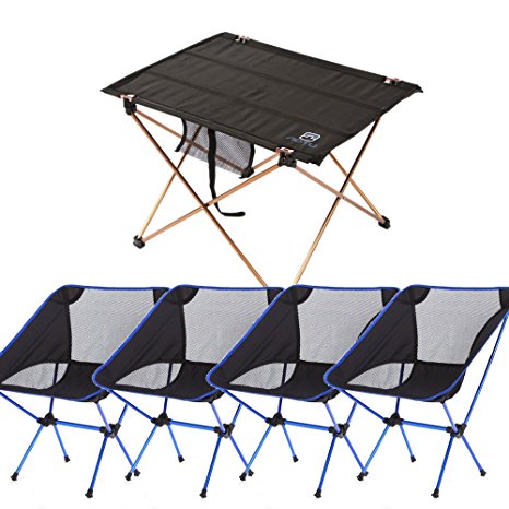 Ultralight Portable Folding Camping Table with Moon Leisure Camping Chair for Beach Picnic Camp Patio Fishing Hiking Indoor Outdoor