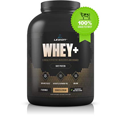 Legion Whey  Cookies & Cream Whey Isolate Protein Powder from Grass Fed Cows, 5lb. Low Carb, Low Calorie, Non-GMO, Lactose Free, Gluten Free, Sugar Free. Great for Weight Loss & Bodybuilding.