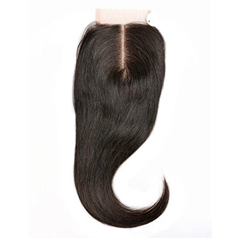 BLISSHAIR Lace Closure Virgin Indian hair Straight Wave 3.5"X4" Middle Part 12inch