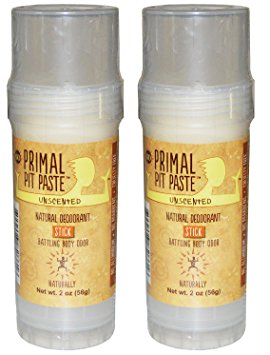 Primal Pit Paste Natural Deodorant Unscented Pack of 2