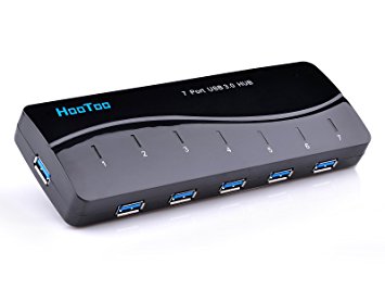USB 3.0 Hub, HooToo 7 Port Bus-Powered Hub 5V/4A Power Adapter 3.3 Feet Cable Supports Windows Mac Linux High Performance For Personal Business Gaming
