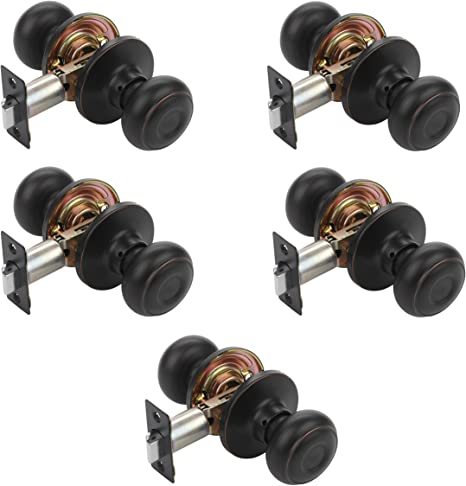 Dynasty Hardware SIE-82-12P Sierra Door Knob Passage Set, Aged Oil Rubbed Bronze, Contractor Pack (5 Pack)
