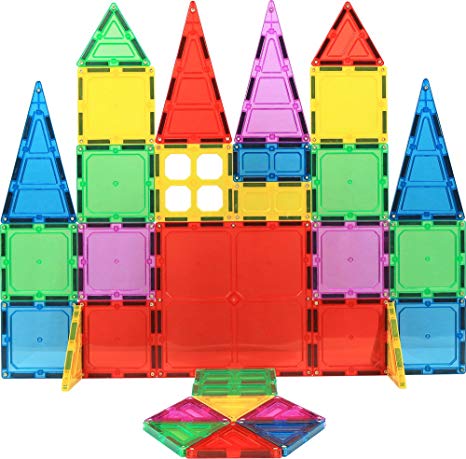 Magnet Build Deluxe 32 Piece 3D Magnetic Tile Building Set Extra Strong Magnets and Super Durable Tiles, Educational, Creative, Assorted Shapes and Vibrant Bright Colors