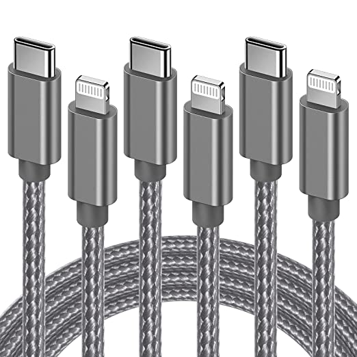 USB C to Lightning Cable, Marchpower MFi Certified iPhone 14 Fast Charging Cable 3 Pack 6 ft Type C to Lightning Charger Cord for iPhone 14 Plus 13 Pro Max Mini 12 11 SE(2020) X XS XR 8 Plus, Gray