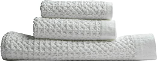 Nutrl Home Waffle Weave Bath Towel Set - Antimicrobial 100% Supima Cotton (White) Premium Luxury Bath, Hand, Washcloth Towels Perfect for Hotels, Travel, Bathrooms, Spa, and Gym