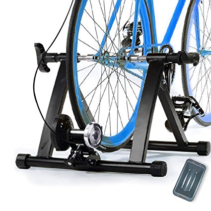 Health Line Products® Magnetic 8 Levels Resistance Turbo Trainer For Bike w Front Wheel Block & Quick Release Skewer