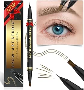 iMethod Microblading Eyebrow Pencil - Brow Pencil 2-in-1 Dual-Ended Eyebrow Pen with 3-Prong Micro-Fork-Tip Applicator & Precise Brush-Tip Creates Natural-Looking Brows, Stay on All Day, Light Brown