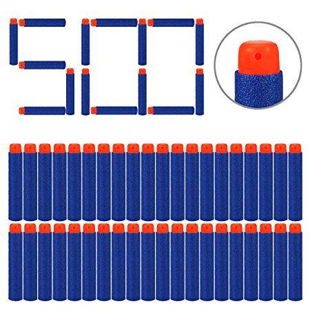 Dreampark Bullet Refill Darts 500 PCS Pack for Nerf N-strike Elite and Soft Hollow Rubber Tips ( Blue )