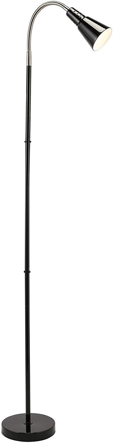 CO-Z LED Arc Floor Lamp for Living Room Bedroom, Modern Tall Standing Light Fixture for Reading with Metal Base & Metal Shade, Black Finish Floor Light with Adjustable Gooseneck for Pharmacy