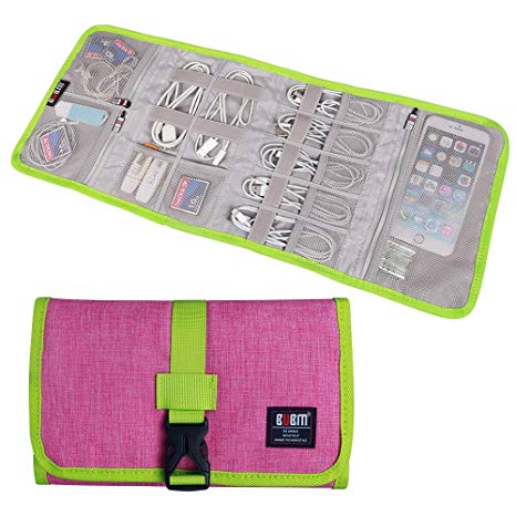 Travel Organizer, BUBM Cable Bag/USB Drive Shuttle Case/Electronics Accessory Organizer-Rose Red