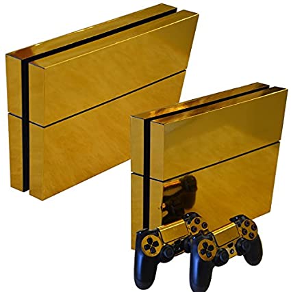 Gam3Gear Vinyl Sticker Pattern Decals Skin for PS4 Console & Controller (NOT for PS4 Pro or PS4 Slim) - Gold