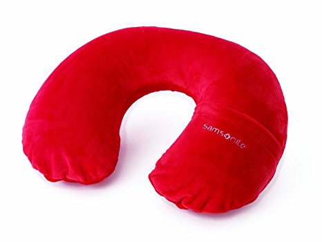 Samsonite Luggage Inflatable Neck Pillow and Cover, Red Pepper, International Carry-on