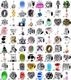 1000 Model Choices of Silver Charms Rhinestone Birthstone charms Crystal Bead Charms Glass Beads and Spacers fit for pandora Snake Chain Charms Bracelet Pack of 10 pcs