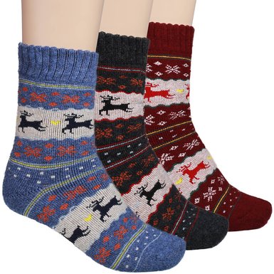 DAS Leben Women's Wool Socks Warm Fuzzy Winter Crew Socks