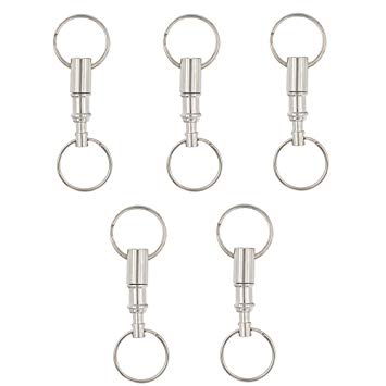 Genenic Detachable Keychains Quick Release Key chain Pull-Apart Removable Handy Key ring with Two Split Rings (5 Pack)