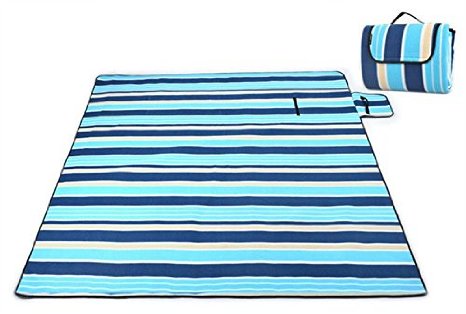 ZOMAKE Beach Picnic Blanket Mat 59 x 79 Inches for Picnic, Beach, Traveling, Camping, Hiking, With Warm Fleece Aluminum Foil Pad Water-resistant Outdoor Foldable Blanket Mat Fit up to 3 people